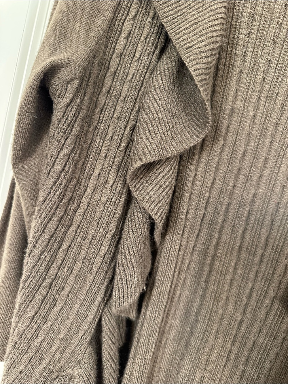 Outback Red Olive Ruffle-Front Open Cardigan - Picture 5 of 6